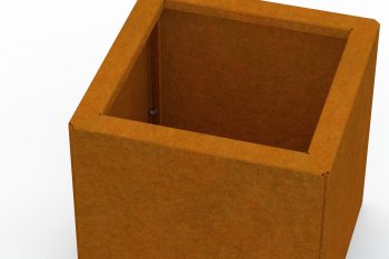 Nahaufnahme der Ecke des Pflanzkübels Flamula mit Darstellung der einfachen Montage mit seitlichen Schrauben.