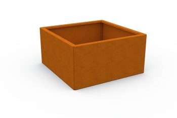 moderner Metall-Pflanzkübel für Blumen - Stahl Corten - Maße 60x60x30 cm