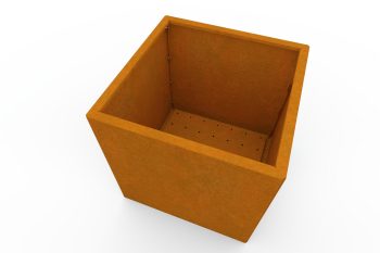 modernes metall-pflanzkübel für blumen - stahl corten - maße 60x60x60 cm