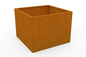 Corten Pflanzkübel 80x80x60 cm - perspektivische Ansicht