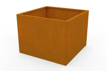 Corten Pflanzkübel 80x80x60 cm - Ansicht aus der rechten Ecke