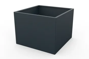 Pflanzkübel in Anthrazit 80x80x60 cm - Ansicht aus der rechten Ecke