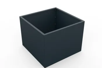 Pflanzkübel in Anthrazit 80x80x60 cm - Ansicht aus der linken Ecke