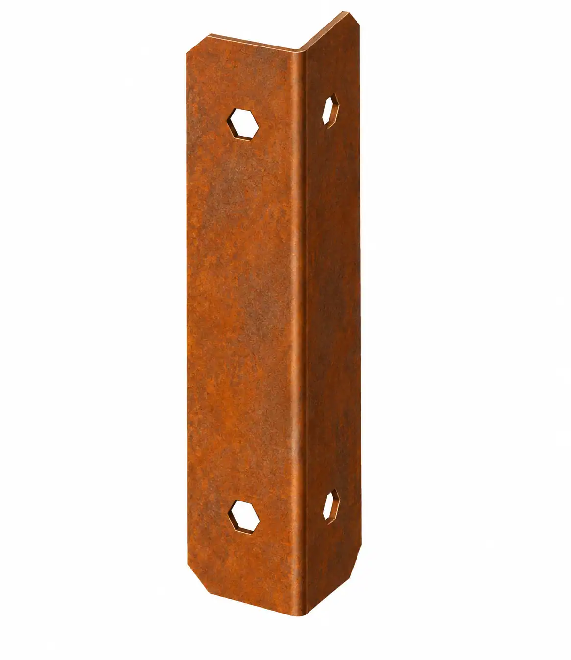 kotnik_corten Corten kotnik za modularni robnik 15 cm, s šestkotnimi odprtinami